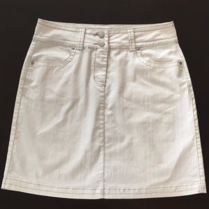 CAbi White Stretch Denim A-Line Skirt Style 252
